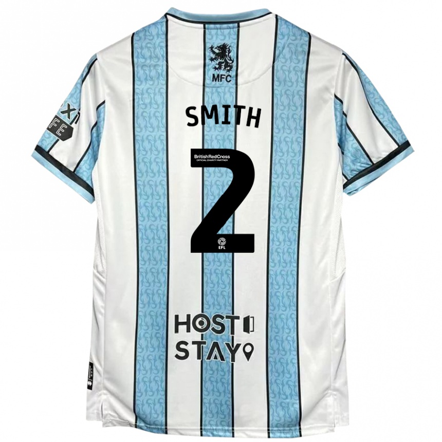 Niño Fútbol Camiseta Tommy Smith #2 Blanco Azul 2ª Equipación 2024/25 México