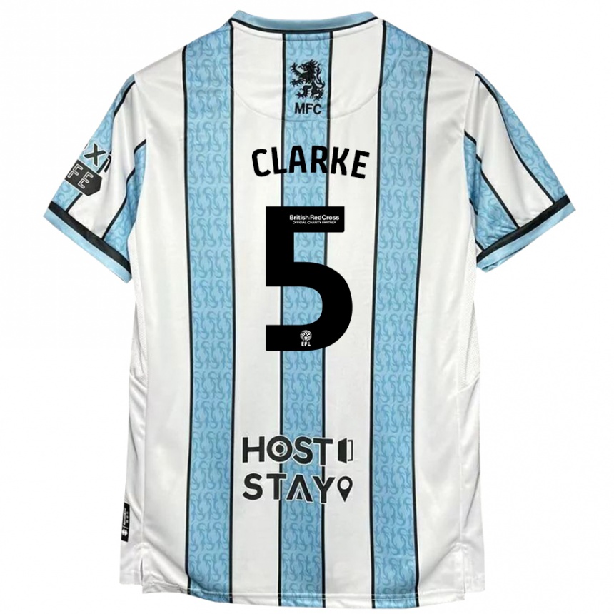 Niño Fútbol Camiseta Matt Clarke #5 Blanco Azul 2ª Equipación 2024/25 México