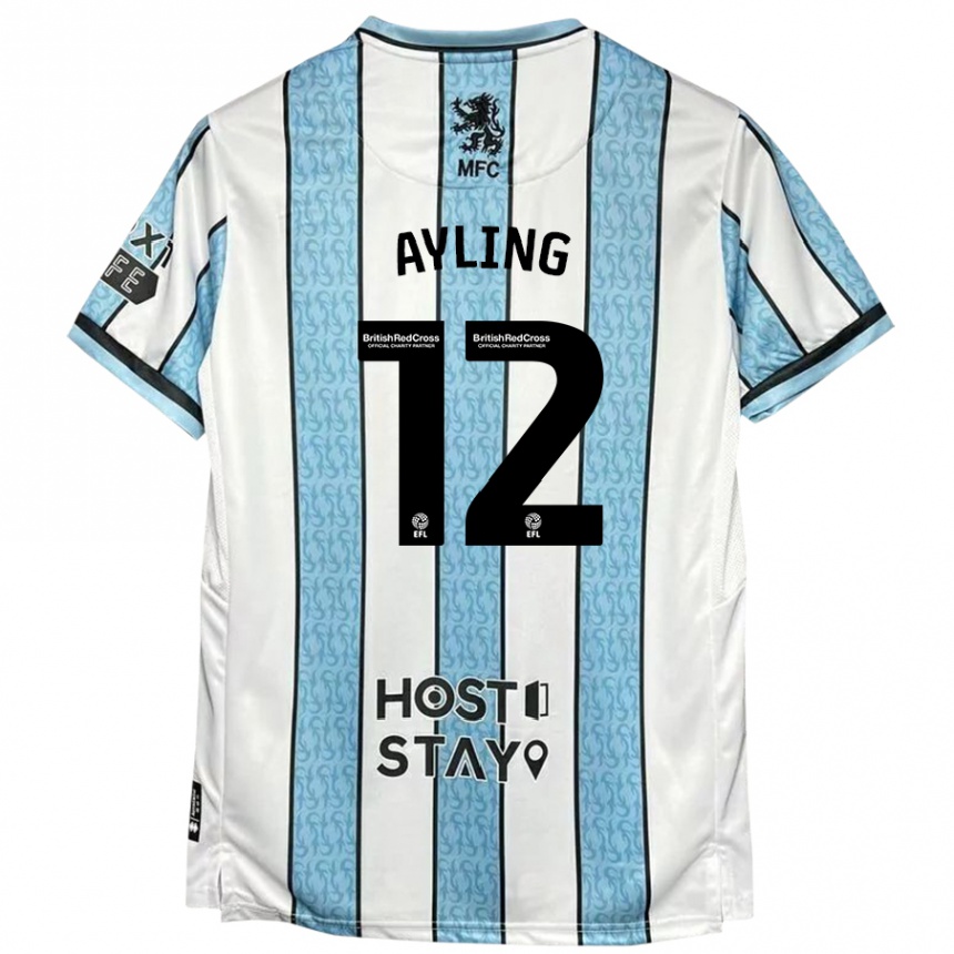 Niño Fútbol Camiseta Luke Ayling #12 Blanco Azul 2ª Equipación 2024/25 México