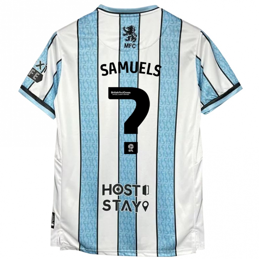 Niño Fútbol Camiseta Oliver Samuels #0 Blanco Azul 2ª Equipación 2024/25 México