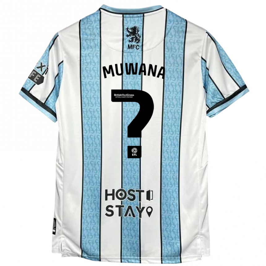 Niño Fútbol Camiseta Noah Muwana #0 Blanco Azul 2ª Equipación 2024/25 México