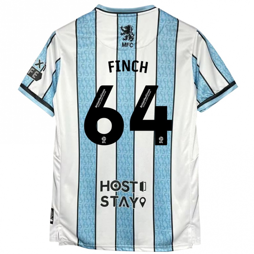 Niño Fútbol Camiseta Sonny Finch #64 Blanco Azul 2ª Equipación 2024/25 México