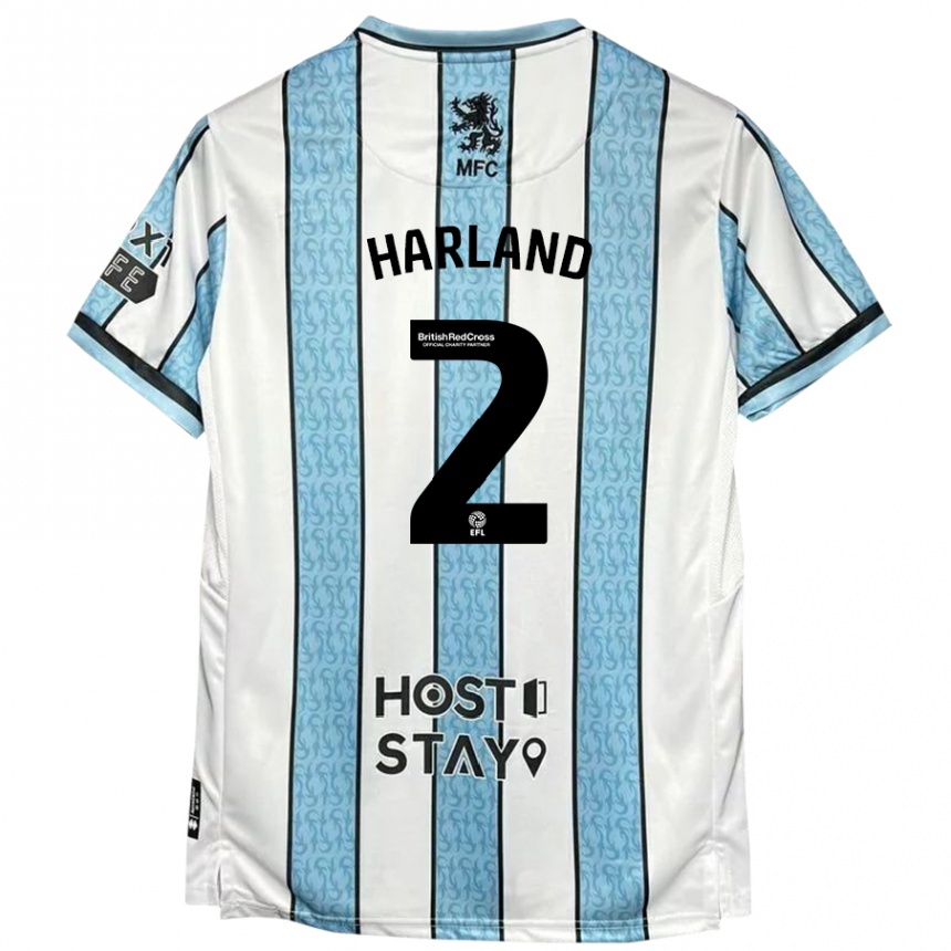 Niño Fútbol Camiseta Jane Harland #2 Blanco Azul 2ª Equipación 2024/25 México