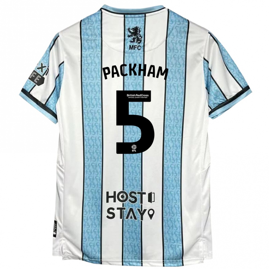 Niño Fútbol Camiseta Ellen Packham #5 Blanco Azul 2ª Equipación 2024/25 México