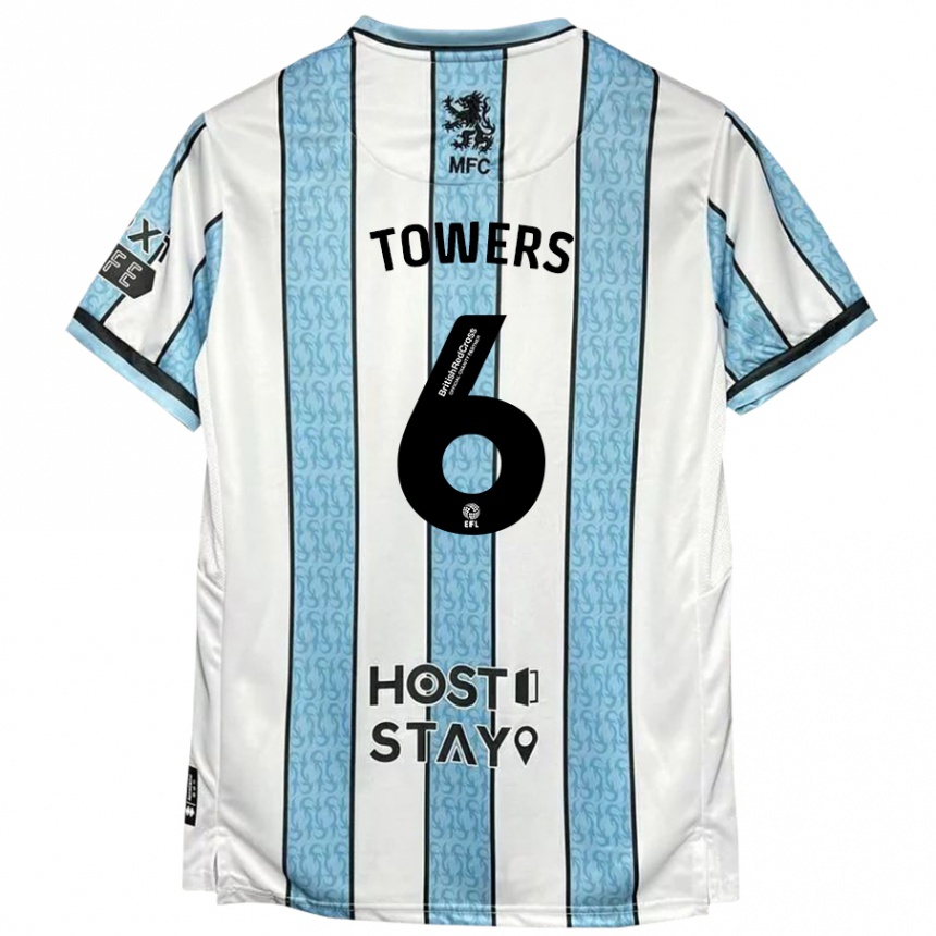 Niño Fútbol Camiseta Abby Towers #6 Blanco Azul 2ª Equipación 2024/25 México