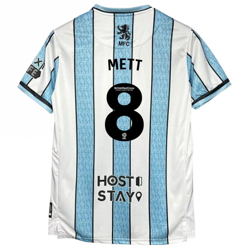 Niño Fútbol Camiseta Jessica Mett #8 Blanco Azul 2ª Equipación 2024/25 México