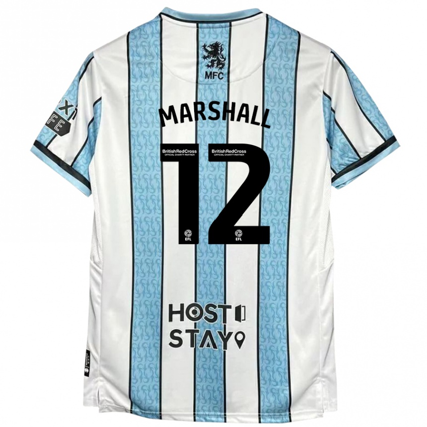 Niño Fútbol Camiseta Eve Marshall #12 Blanco Azul 2ª Equipación 2024/25 México