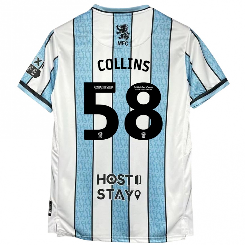 Niño Fútbol Camiseta Sam Collins #58 Blanco Azul 2ª Equipación 2024/25 México