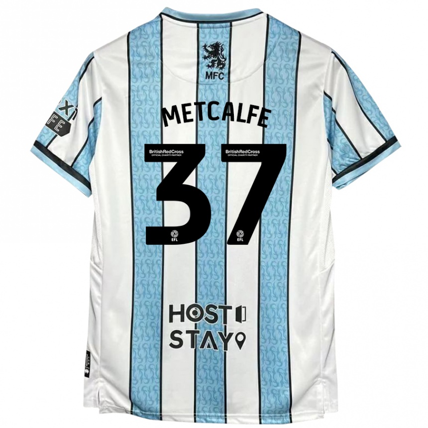 Niño Fútbol Camiseta Max Metcalfe #37 Blanco Azul 2ª Equipación 2024/25 México