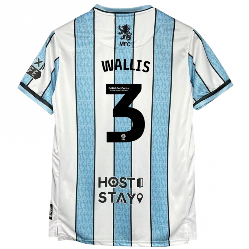 Niño Fútbol Camiseta Emma Wallis #3 Blanco Azul 2ª Equipación 2024/25 México