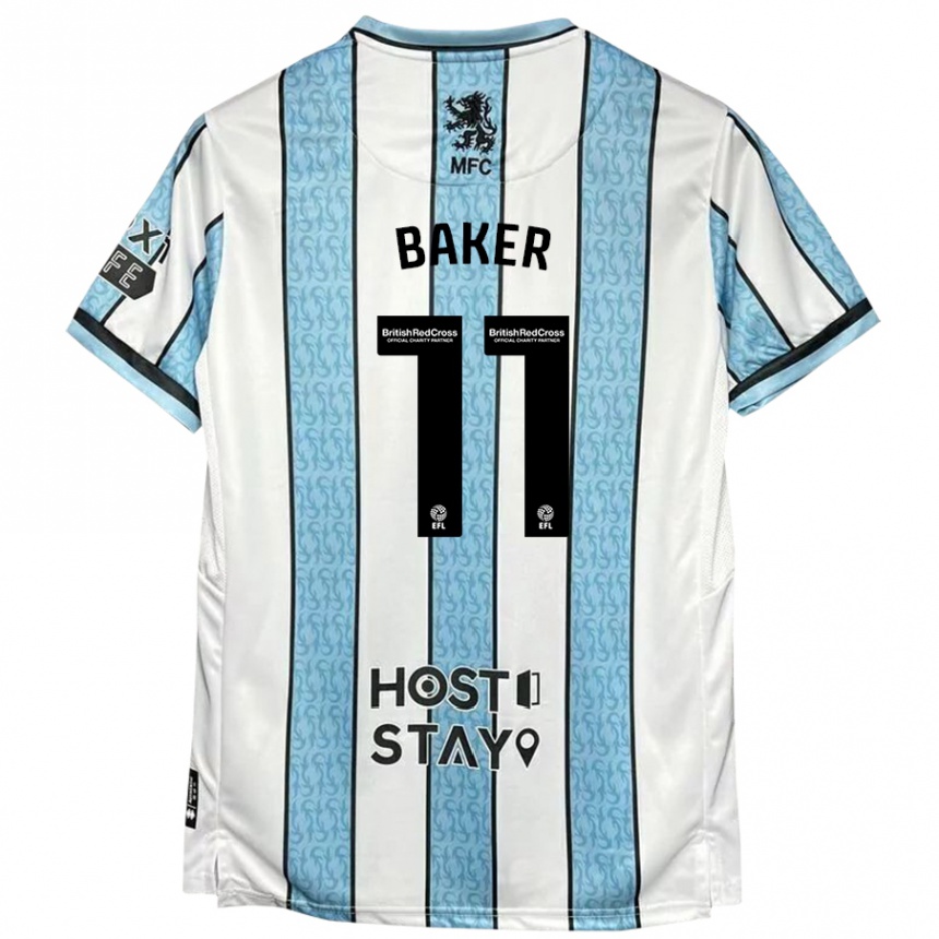 Niño Fútbol Camiseta Ella Baker #11 Blanco Azul 2ª Equipación 2024/25 México