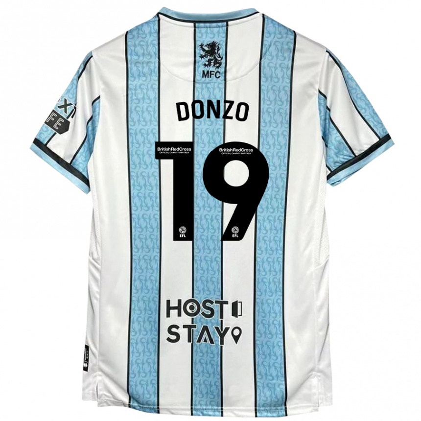 Niño Fútbol Camiseta Jolie Donzo #19 Blanco Azul 2ª Equipación 2024/25 México