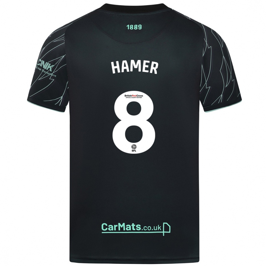 Niño Fútbol Camiseta Gustavo Hamer #8 Negro Verde 2ª Equipación 2024/25 México