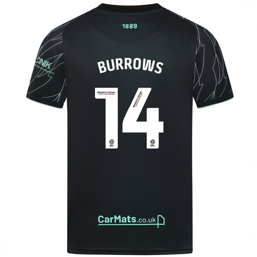 Niño Fútbol Camiseta Harrison Burrows #14 Negro Verde 2ª Equipación 2024/25 México