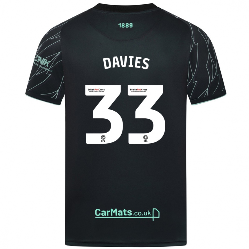 Niño Fútbol Camiseta Bethan Davies #33 Negro Verde 2ª Equipación 2024/25 México