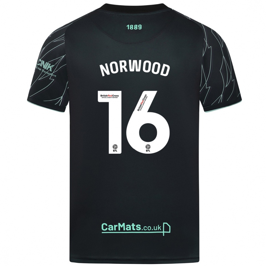 Niño Fútbol Camiseta Oliver Norwood #16 Negro Verde 2ª Equipación 2024/25 México