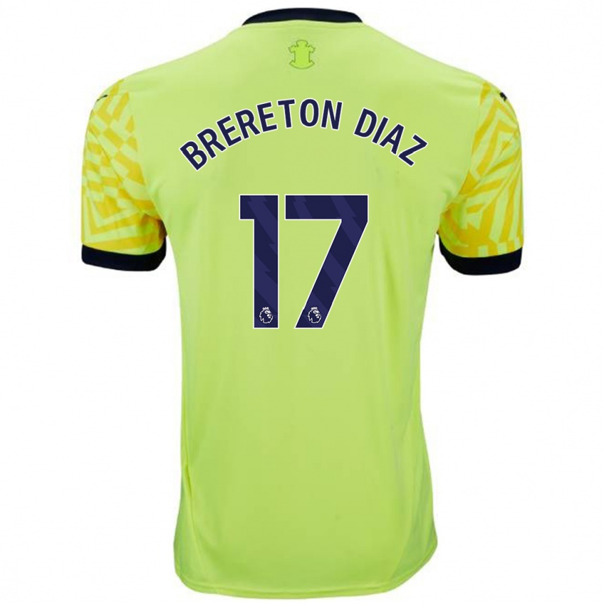 Niño Fútbol Camiseta Ben Brereton Díaz #17 Amarillo 2ª Equipación 2024/25 México