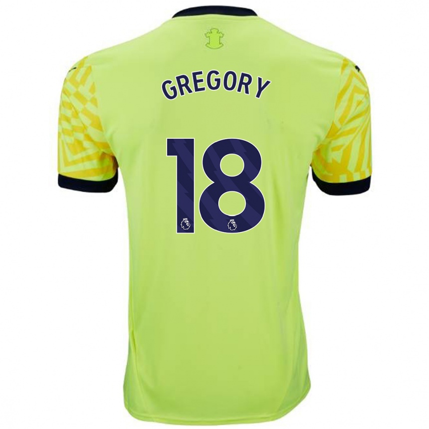 Niño Fútbol Camiseta Freya Gregory #18 Amarillo 2ª Equipación 2024/25 México