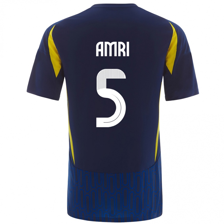 Niño Fútbol Camiseta Abdulelah Al-Amri #5 Azul Amarillo 2ª Equipación 2024/25 México