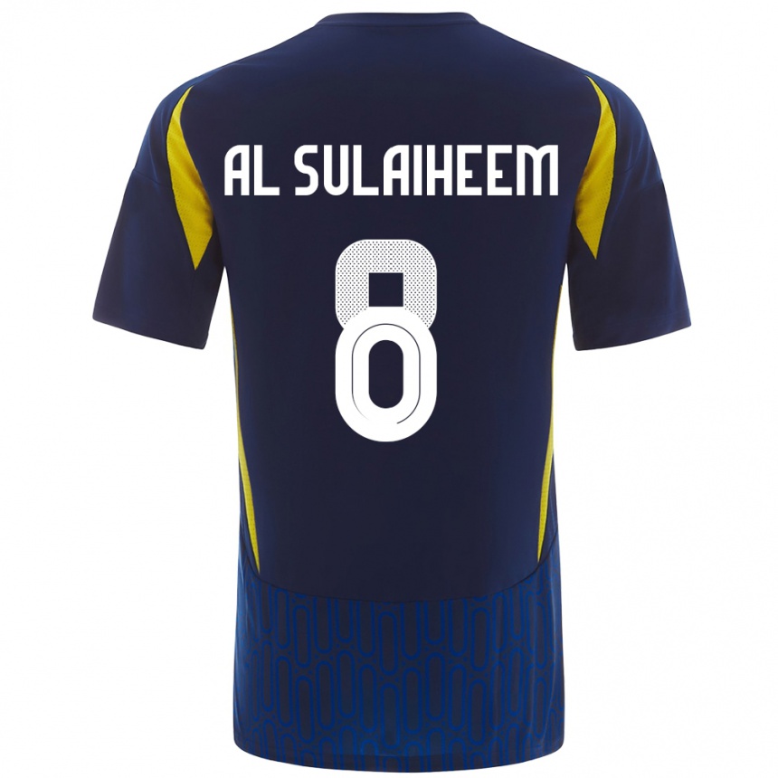 Niño Fútbol Camiseta Abdulmajeed Al-Sulayhim #8 Azul Amarillo 2ª Equipación 2024/25 México