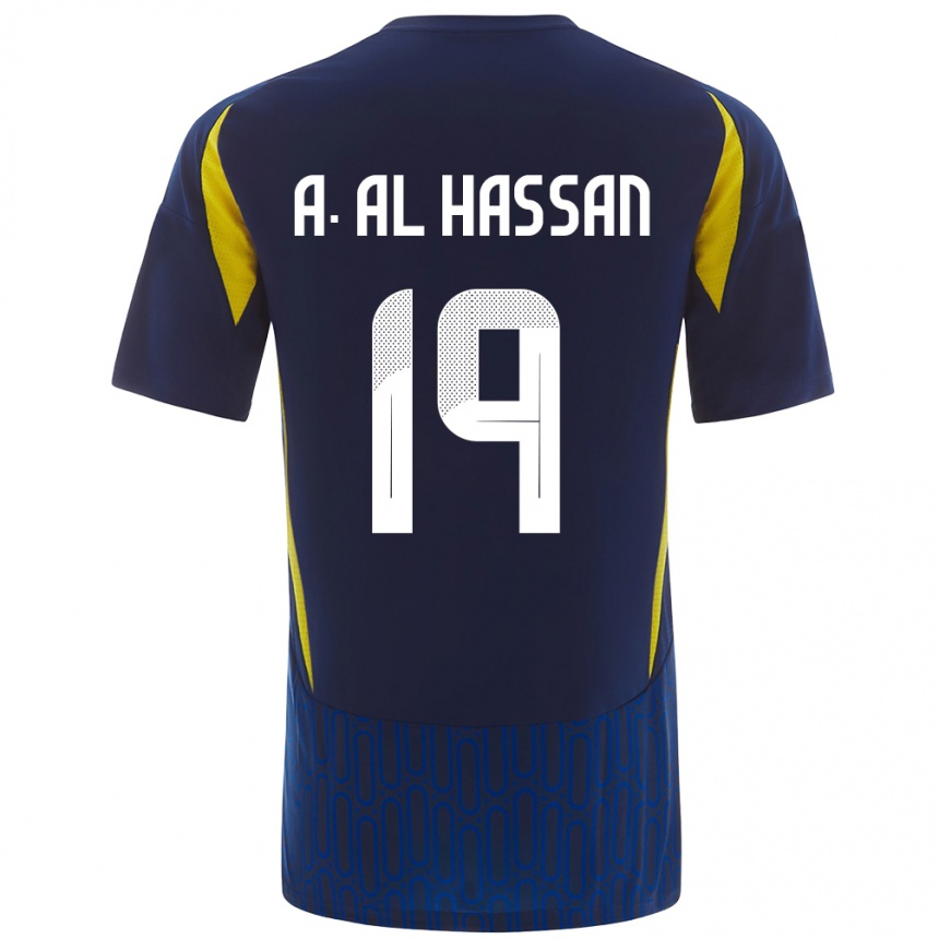 Niño Fútbol Camiseta Ali Al-Hassan #19 Azul Amarillo 2ª Equipación 2024/25 México