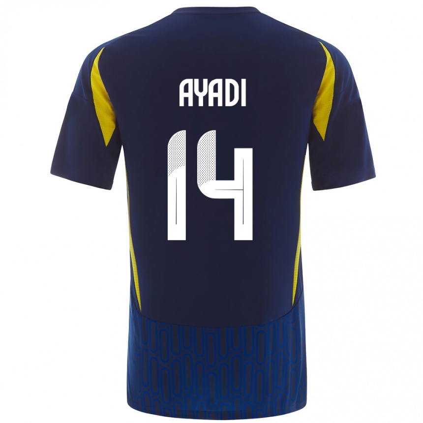 Niño Fútbol Camiseta Ghada Ayadi #14 Azul Amarillo 2ª Equipación 2024/25 México