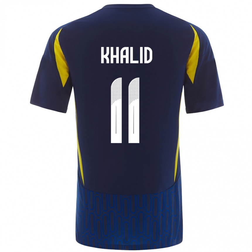 Niño Fútbol Camiseta Khalid Al-Ghannam #11 Azul Amarillo 2ª Equipación 2024/25 México