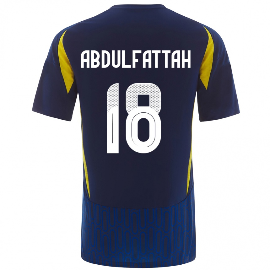 Niño Fútbol Camiseta Abdulfattah Adam #18 Azul Amarillo 2ª Equipación 2024/25 México