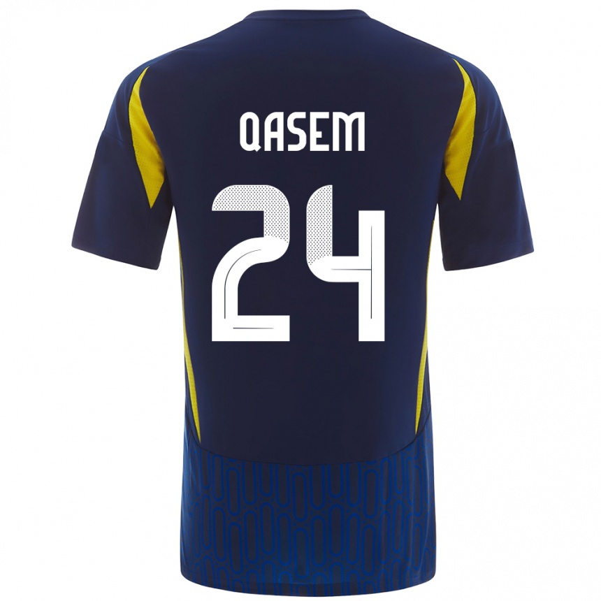 Niño Fútbol Camiseta Mohammed Qasem #24 Azul Amarillo 2ª Equipación 2024/25 México