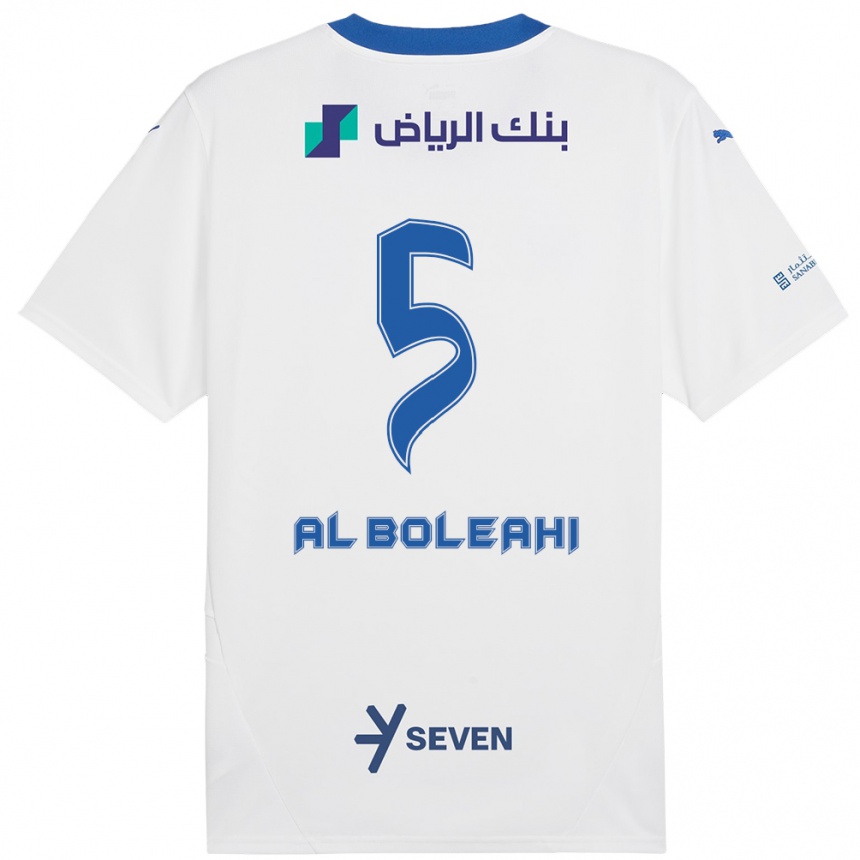 Niño Fútbol Camiseta Ali Al-Boleahi #5 Blanco Azul 2ª Equipación 2024/25 México