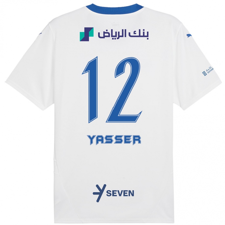 Niño Fútbol Camiseta Yasser Al-Shahrani #12 Blanco Azul 2ª Equipación 2024/25 México