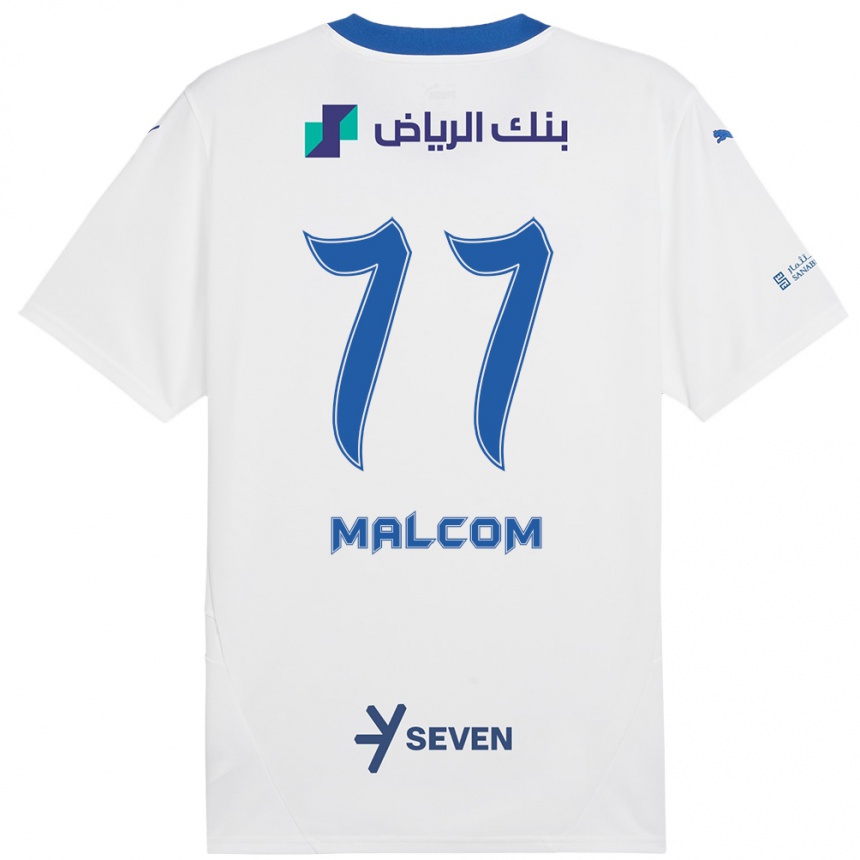 Niño Fútbol Camiseta Malcom #77 Blanco Azul 2ª Equipación 2024/25 México