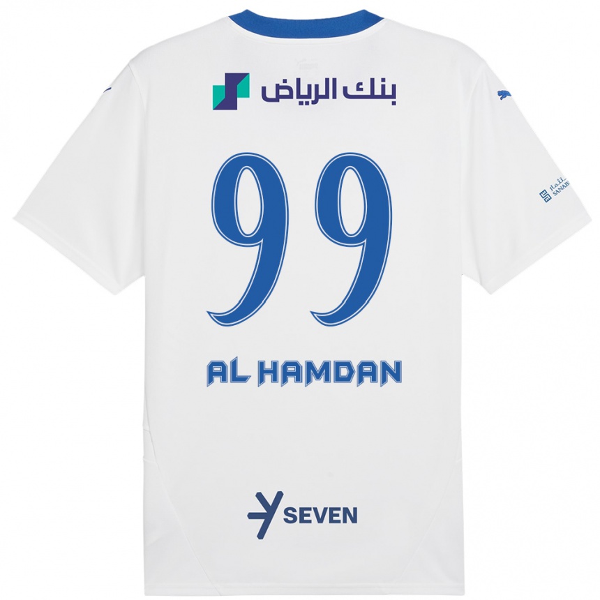 Niño Fútbol Camiseta Abdullah Al-Hamdan #99 Blanco Azul 2ª Equipación 2024/25 México