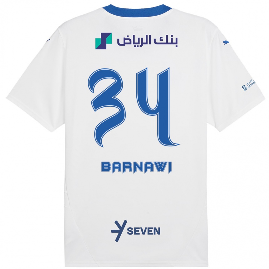 Niño Fútbol Camiseta Saleh Barnawi #34 Blanco Azul 2ª Equipación 2024/25 México