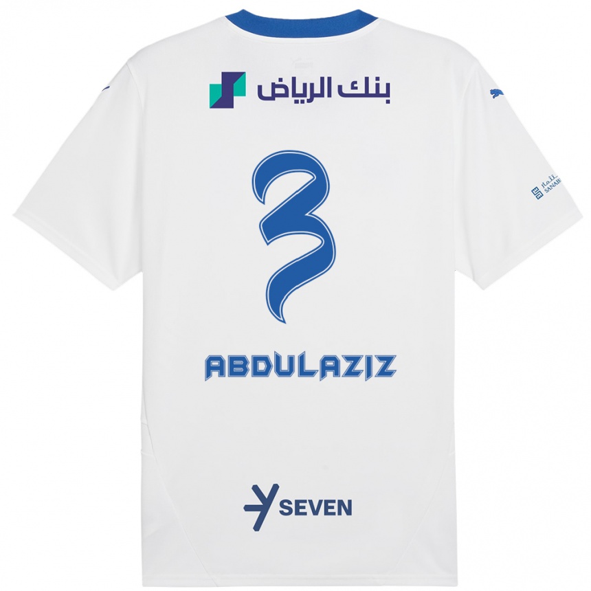 Niño Fútbol Camiseta Al Jawhara Abdulaziz #3 Blanco Azul 2ª Equipación 2024/25 México