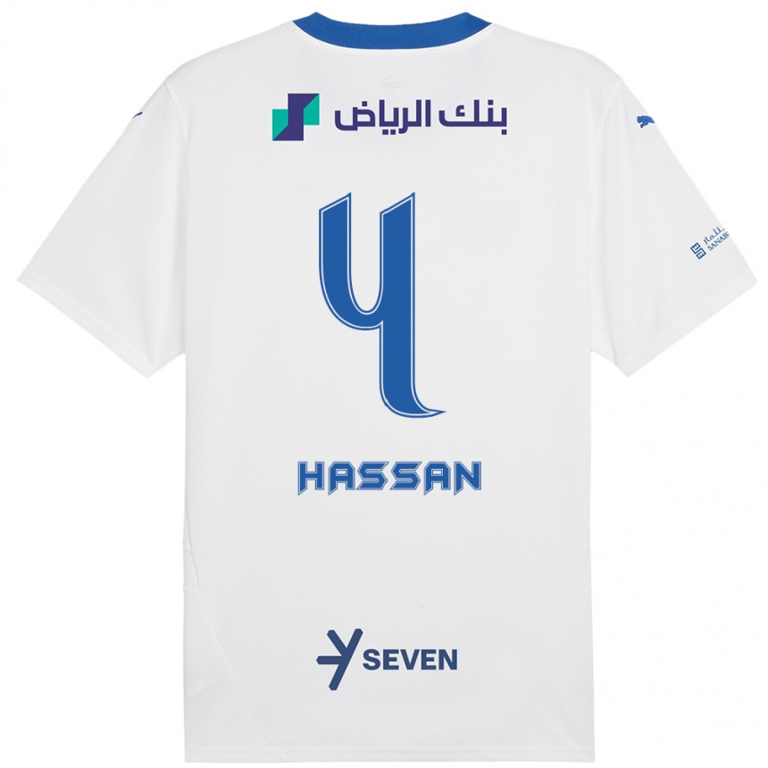 Niño Fútbol Camiseta Eman Hassan #4 Blanco Azul 2ª Equipación 2024/25 México