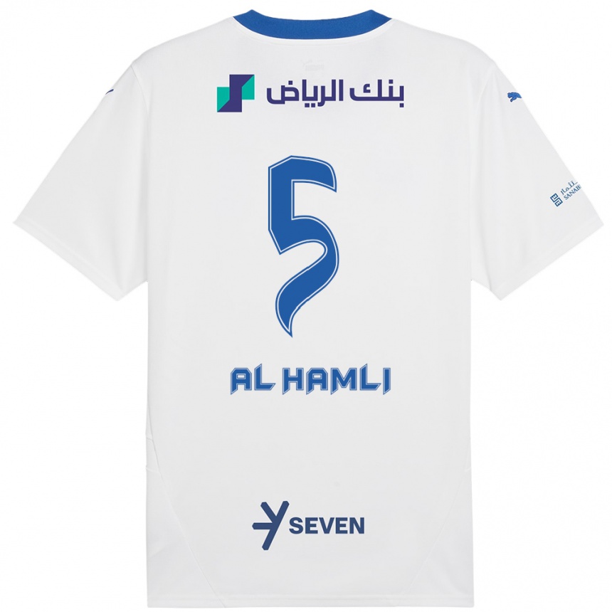 Niño Fútbol Camiseta Noura Al-Hamli #5 Blanco Azul 2ª Equipación 2024/25 México