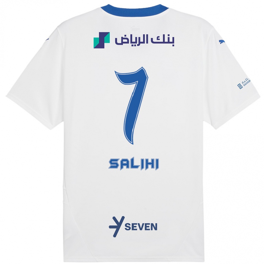 Niño Fútbol Camiseta Shokhan Salihi #7 Blanco Azul 2ª Equipación 2024/25 México