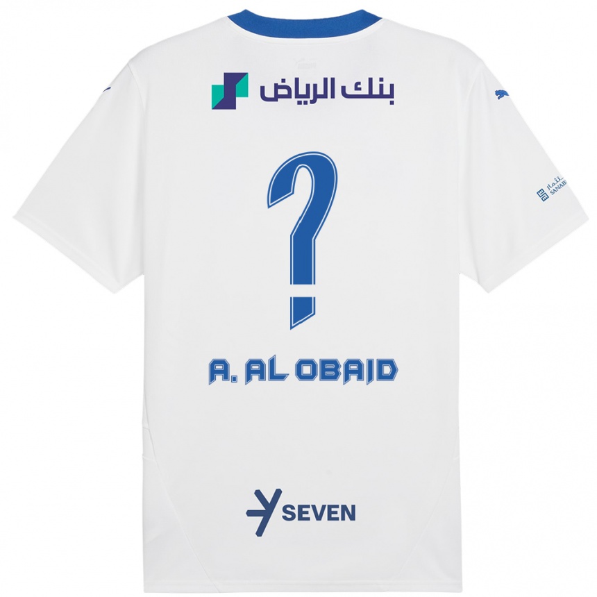 Niño Fútbol Camiseta Abdulrahman Al-Obaid #0 Blanco Azul 2ª Equipación 2024/25 México