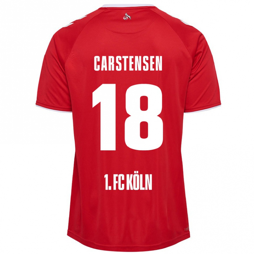 Niño Fútbol Camiseta Rasmus Carstensen #18 Rojo Blanco 2ª Equipación 2024/25 México