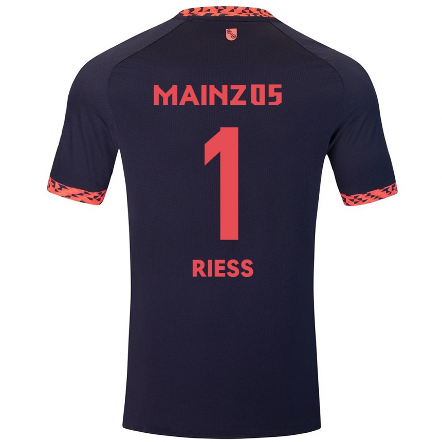 Niño Fútbol Camiseta Lasse Rieß #1 Azul Coral Rojo 2ª Equipación 2024/25 México