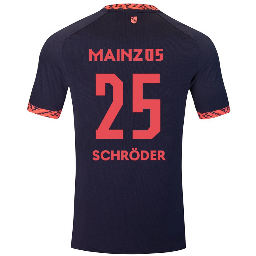 Niño Fútbol Camiseta Maxim Schröder #25 Azul Coral Rojo 2ª Equipación 2024/25 México