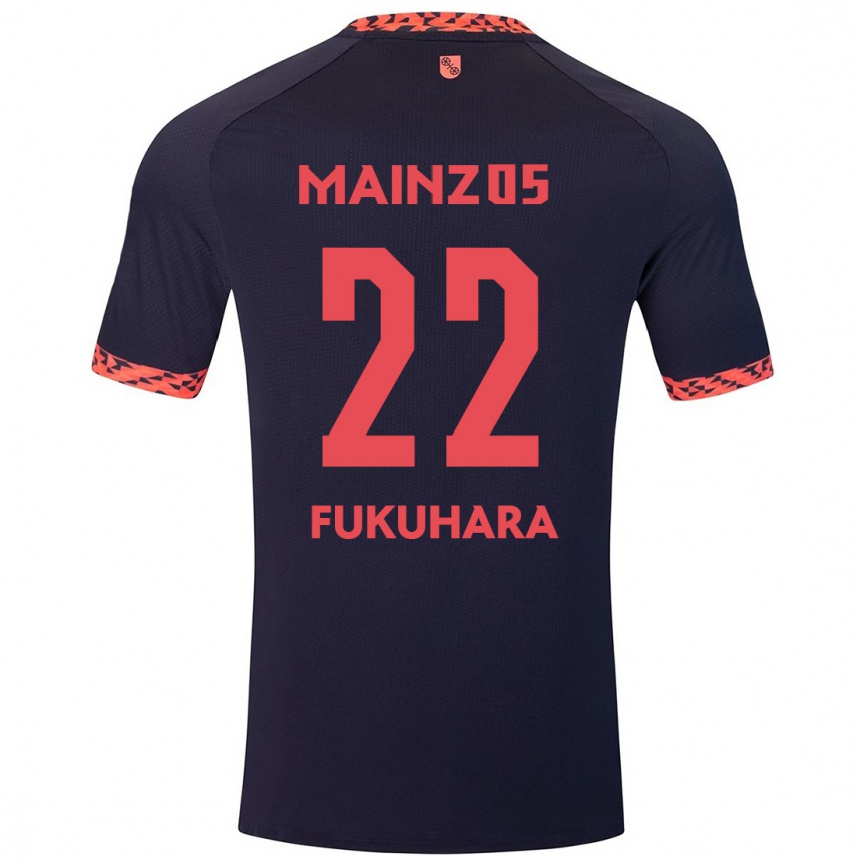 Niño Fútbol Camiseta Yuuka Fukuhara #22 Azul Coral Rojo 2ª Equipación 2024/25 México