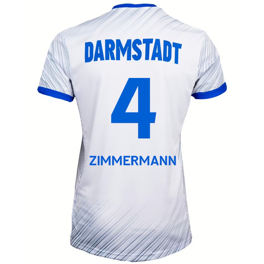 Niño Fútbol Camiseta Christoph Zimmermann #4 Blanco Azul 2ª Equipación 2024/25 México