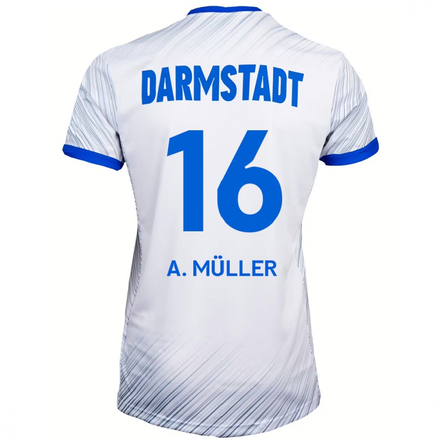 Niño Fútbol Camiseta Andreas Müller #16 Blanco Azul 2ª Equipación 2024/25 México