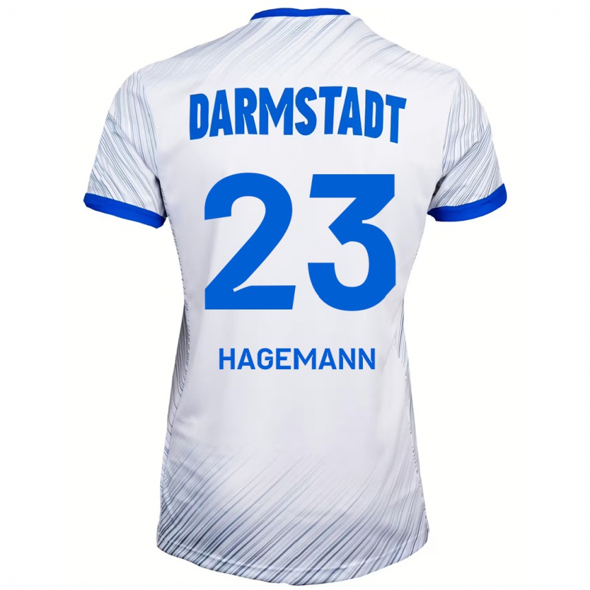 Niño Fútbol Camiseta Emil Hagemann #23 Blanco Azul 2ª Equipación 2024/25 México