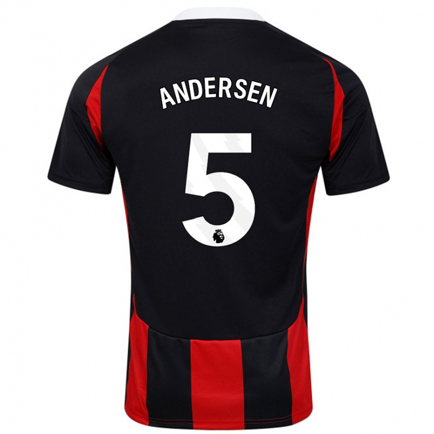 Niño Fútbol Camiseta Joachim Andersen #5 Negro Rojo 2ª Equipación 2024/25 México