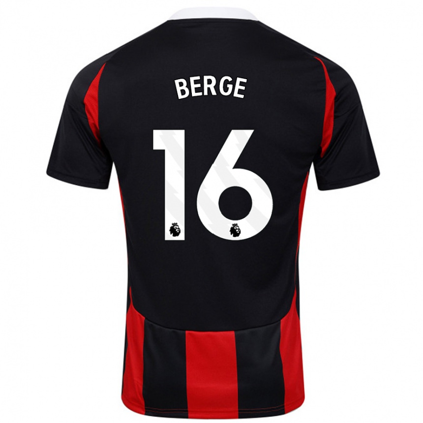 Niño Fútbol Camiseta Sander Berge #16 Negro Rojo 2ª Equipación 2024/25 México