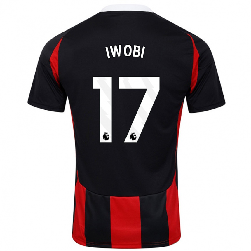 Niño Fútbol Camiseta Alex Iwobi #17 Negro Rojo 2ª Equipación 2024/25 México