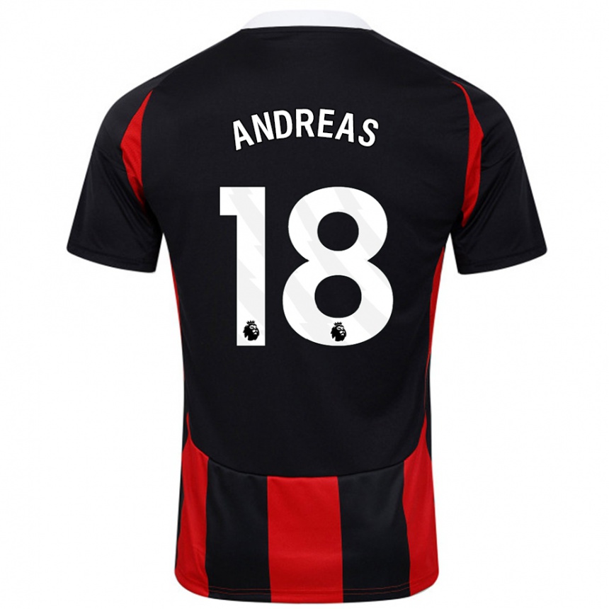 Niño Fútbol Camiseta Andreas Pereira #18 Negro Rojo 2ª Equipación 2024/25 México